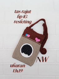 tas rajut hp IG resleting