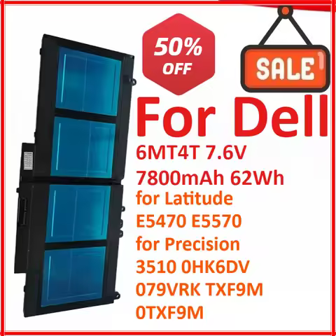 New 6MT4T 7.6V 7800mAh 62Wh Laptop Battery For Dell Latitude E5470 E5570 For Precision 3510 0HK6DV 0