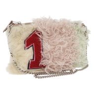 Miu Miu 鏈條單肩包 毛絨粉紅色銀色 正品 174917V