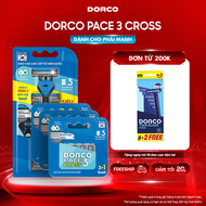 DORCO PACE 3 CROSS - Combo Dao Cạo Râu Hàn Quốc 3 Lưỡi - Gồm 1 Cán và 20 Đầu Cạo