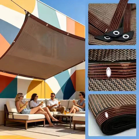 Durable Brown UV Protection Canopy - Outdoor Sun Shade Net - 1PC 3M x 4M Brown Outdoor Sun, Picnics,