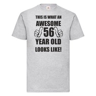 T-Shirt With Fun Graphic Print "Celebrating The 56th Birthday" Cotton 1 Round Neck Short Sleeves Sui