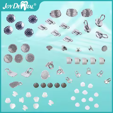 AZDENT 10Pcs/Bag Dental Orthodontic Lingual Buttons Monoblock / Mesh Base Bondable Metal / Ceramic L