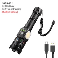 Asafee LS07 Outdoor Flashlight Telescopic Zoom Torch 50W LED 5000LM Powerful Bright Light Bulit-In 2