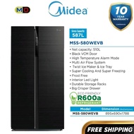 [NEW]  Midea Side by Side Fridge MSS580WEVB Refrigerator 2 Door Peti Ais