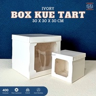 IVORY MIKA TART CAKE BOX 30X30X30 CM / TALL CAKE BOX / WINDOW BIRTHDAY CAKE BOX / TALL CAKE BOX / TA