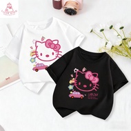 Women's T-shirt with Kitty bus motif, one-sided print, loose fit, comfortable to wear when going out