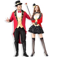 新款萬圣節女魔術師服裝 馬戲團伯爵燕尾服情侶角色扮演 演出服