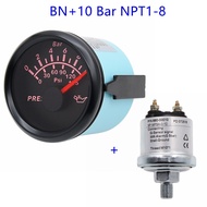 【Blue Shell】52mm 0-10 Bar 0-145 psi Waterproof Oil Pressure Gauge Marine Truck Marine Mechanical Oil