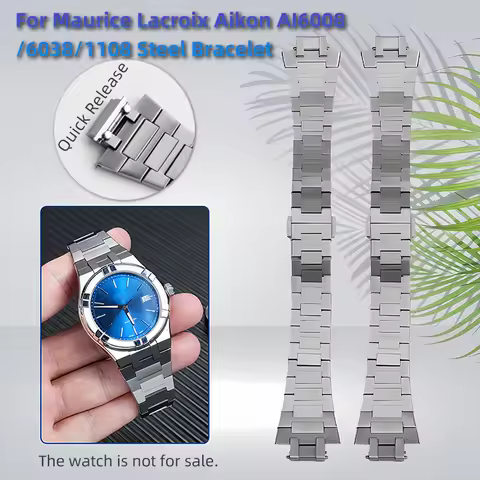 AI6038 AI1108 Modified Solid Stainless Steel Watch Chain For Maurice Lacroix AIKON AI6008 AI6058 AI6