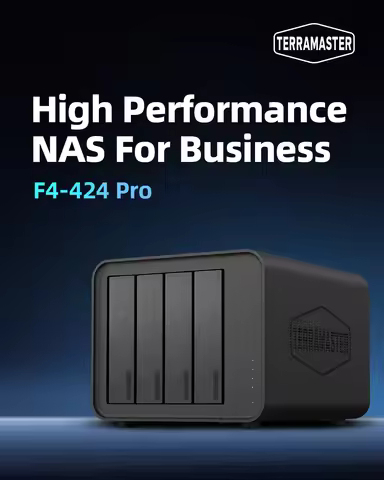 TERRAMASTER F4-424 Pro NAS Storage – 4Bay Core i3 8-Core 8-Thread CPU, 32GB DDR5 RAM, Network Attach