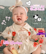 Set body Bé Gái Sơ Sinh MIN BOUTIQUE kèm áo khoác và turban. Đầm Đầy Tháng Thôi Nôi Cho Bé Gái từ 0