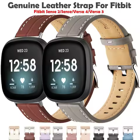 Bands for Fitbit Versa 4 / Fitbit Versa 3 / Sense 2 / Fitbit Sense, Genuine Leather Band Replacement