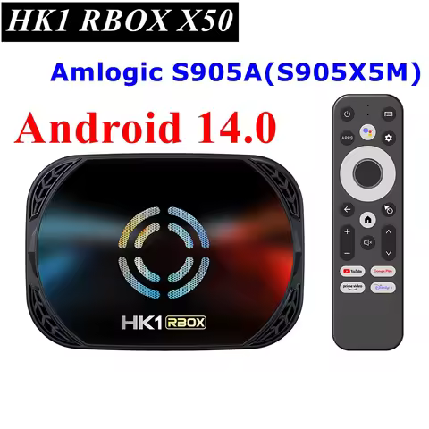 HK1 RBOX X50 Android 14 TV BOX Amlogic S905X5M Quad Core 4K LAN 1000M Dual Wifi6 BT 5.0 Voice Remote