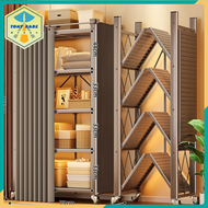 TonyRare - Kệ thép chịu lực 5 tầng xếp gọn có bánh xe và rèm kéo cao cấp Freestanding Metal Iron She