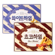 พร้อมส่ง ขนมเกาหลี ขนมกรอบไส้ครีม ช็อคโก้ครีม ขนมเวเฟอร์ Crown Heim Cream Wafers White Choco Hazelnu
