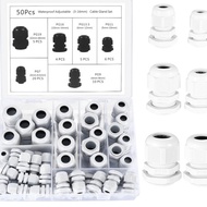 50 Pieces Waterproof Adjustable 3-15mm Plastic Nylon Cable Connector Sealing Cap Joint Nut PG7-PG19 