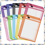 (SDRB) 30 Pack Dry Erase Pockets PVC Transparent Sewn Dry Erase File Bag Reusable Dry Erase Bag