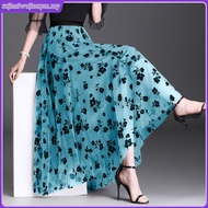 raya2023  Retro Pleated Skirt labuh muslimah kain kembang Office Wear Long Skirt Big Size A Line Max