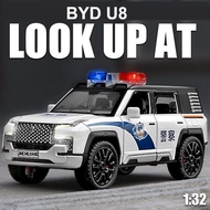 Diecast Car BYD LOOK UP AT U8 SUV Police Cars Alloy metal Toy Kids