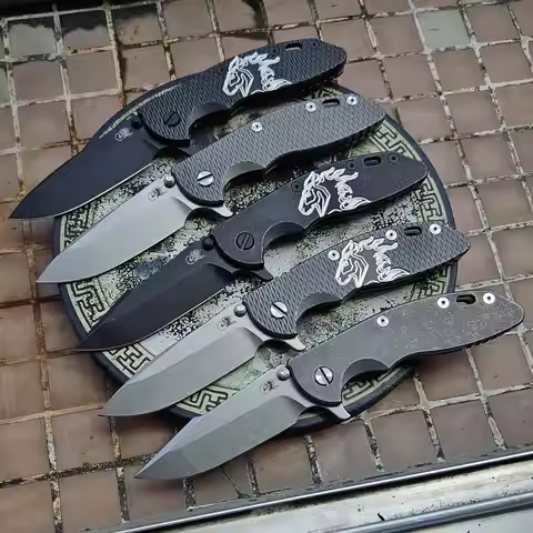 JUFULE 100% N690 Blade Hinderer XM18 Titanium Handle Ceramic Bearing Folding Knife Tactical Pocket C