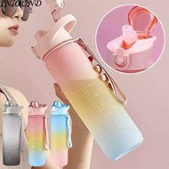 [Malaysia Stock] INSOUND 1L Sports Water Bottle with Straw Leakproof Fitness Drinking Water Bottle Large-Capacity Plastic Cup with Time Marker Portable Water Cup Kettle Drinking Kettle Big Water Bottle botol air 水瓶