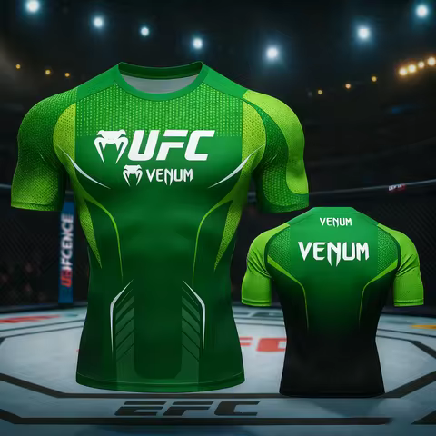 UFC Sports T-shirt for Men 3D Print Short Sleeve O-neck Top Fitness Gym Workout Casual Wear Black Wh