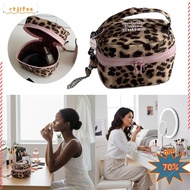 RTJIFSS99 Square Storage Box, Handheld Leopard Print Makeup Bag, Multi-functional Zipper Design Smal