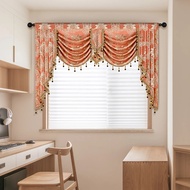 1pc European Luxury Style Jacquard Fabric Waterfall Curtain ValanceRod PocketGold 2 Swag Valance for