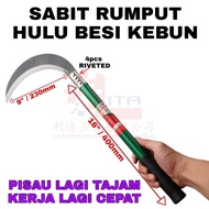 EXTRA SHARP AND LONG SICKLE WITH METAL HANDLE SABIT RUMPUT SABIT KEBUN SABIT HULU BESI KAYU PISAU TA