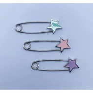 SilverBling Silver Safety Pin Brooch Pardible Fun Star Design in colored enamel