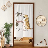 Cute Cat Household Door Curtain One Piece Fabric Punch-Free Partition Curtain Kitchen Bathroom Room Door Curtain Feng Shui Partition Curtain Shade Curtain Door Curtain