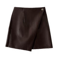 MOTTOM - HAILEY Mid Rise Faux Leather Wrap Skirt