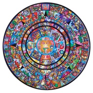 Bgraamiens Puzzle-Aztec Totem-1000 Pieces Round Puzzle Color Challenge Jigsaw Puzzles for Adults and