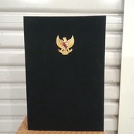 Garuda pancasila brass coating upacra velvet folder size F4