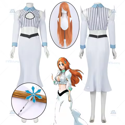 Anime Orihime Inoue Cosplay Costume Wig Inoue Orihime Role Play Outfit Hair Clip For Hallowmas Party