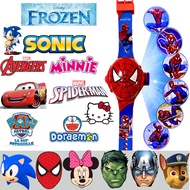 Kids Watch Spider-Man/Ben10/Sonic/Barbie/Minnie/Avengers/The Avengers 6 Image Projector Digital Watc