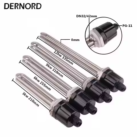 DERNORD Electric Water Heater DN32 42mm Immersion Heating Element SUS304 Tubular Heating Element 220