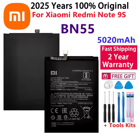 100% Original 5020mAh Replacement Battery For Xiaomi Redmi Note 9S Note9S BN55 Genuine Phone Battery