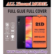 WCW all XIAOMI REDMI MODELS 9H HARDNESS CLEAR & 21D FULL COVERAGE TEMPERED GLASS