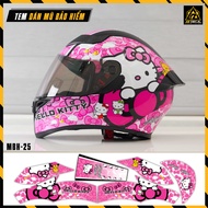 Decal Dán Trùm Mũ Bảo Hiểm Full Face Mẫu Hello Kitty | MBH-25 | Tem Kit Sticker Dán Mũ Bảo Hiểm Chốn