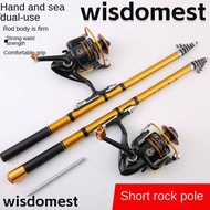 WISDOMEST Telescopic fishing rod, Spinning Casting Portable Fishing Rod,  Carbon Fiber Short Mini Carbon Fiber Lure Rod Travel Fishing Equipment