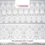 Charisma White Guipper Embroidered Lace FR - Embroidered Edge Lace / Width 6cm, 7cm, 16.5cm, & 22cm 