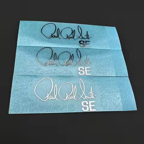 3 Pieces Selfadhesive 0.3 mm thick PRS SE Metal Decal Sticker Guitar Peghead Logo Silver