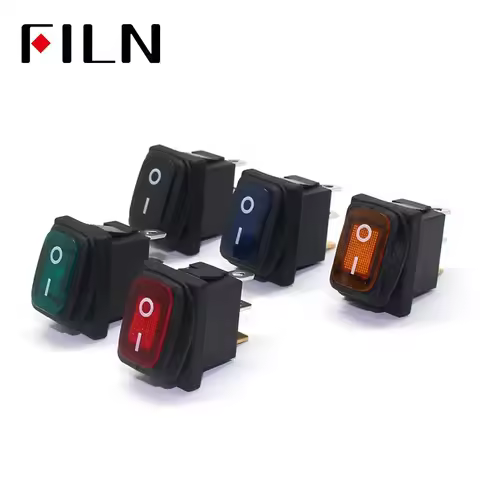 FILN Kcd1-101 3 Pins in 12v Red Lighting 6a250vac 13x19mm Mini on Off Seal Waterproof Rocker Switch