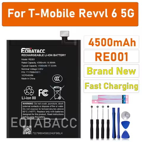 2025 years RE001 Battery for T-Mobile REVVL 6 5G Battery for 4380MAH/4500MAH Mobile Phone Battery
