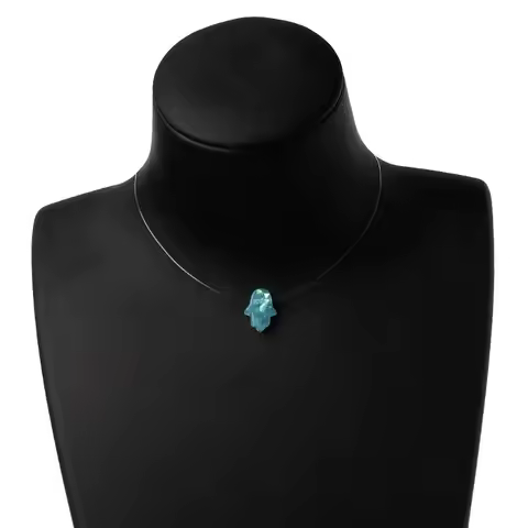 Simple Invisible Hamsa Hand Opals Pendant Necklace Nice Clavicle Chain Charm Transparent Fishing Lin