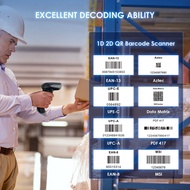 Eyoyo Handheld Cordless Barcode Scanner | 1D 2D CMOS Image | for Warehouse Inventory