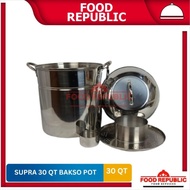 Supra 30 QT Stainless Steel Meatball Pot / Steamer / Meatball Tong 28L
