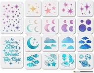 MAYJOYDIY Star Moon Clouds Stencil Universe Spaceship Craft Stencils 15 x 15/29.7 x 21 cm Reusable D